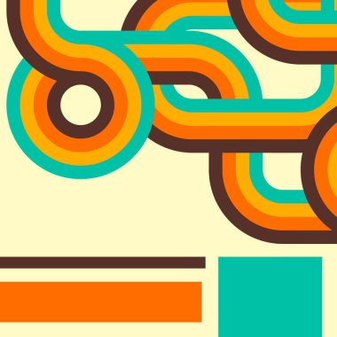 Retro arka plan, dijital hatları ve daireler, design70s,