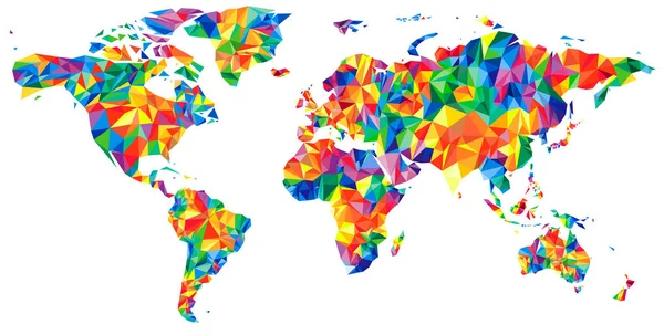 Abstrakte Weltkarte der Kontinente aus Dreiecken. Origami-Stil. polygonales Muster für Ihr Design. — Stockvektor