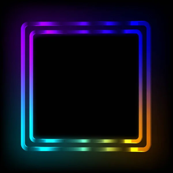 Kleurrijke neon frame op een donkere achtergrond, abstracte illustratie. — Stockvector