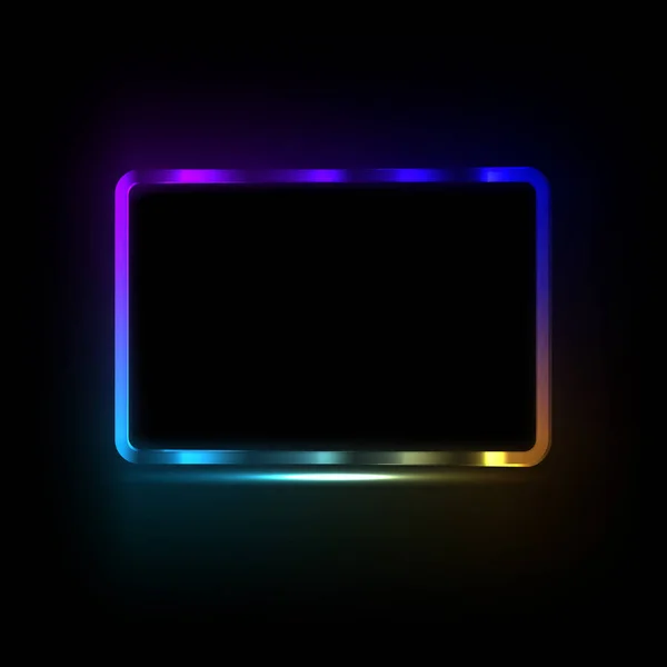 Farbenfroher Neon-Rahmen auf dunklem Hintergrund, abstrakte Illustration. — Stockvektor