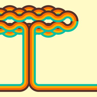 Retro arka plan, dijital çizgiler ve daireler, tasarım 70s,