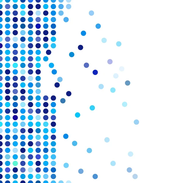 Mozaika pozadí náhodných tmavě a světle modré kruhy, vzor polka dots. — Stockový vektor