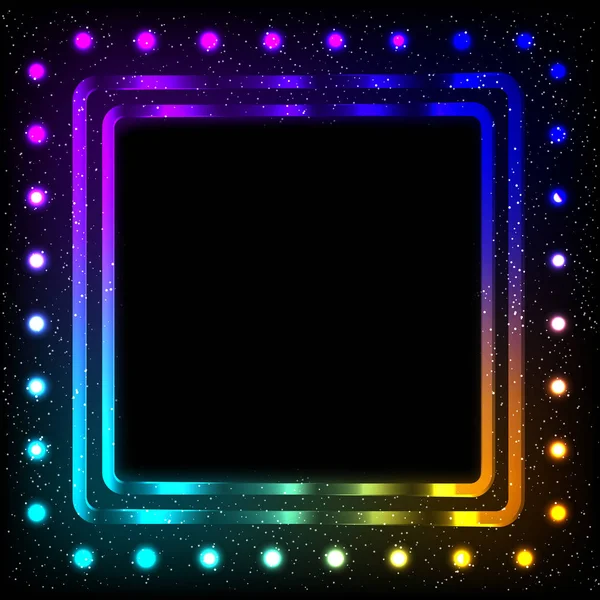 Cadre néon coloré sur fond sombre, illustration abstraite vectorielle. — Image vectorielle