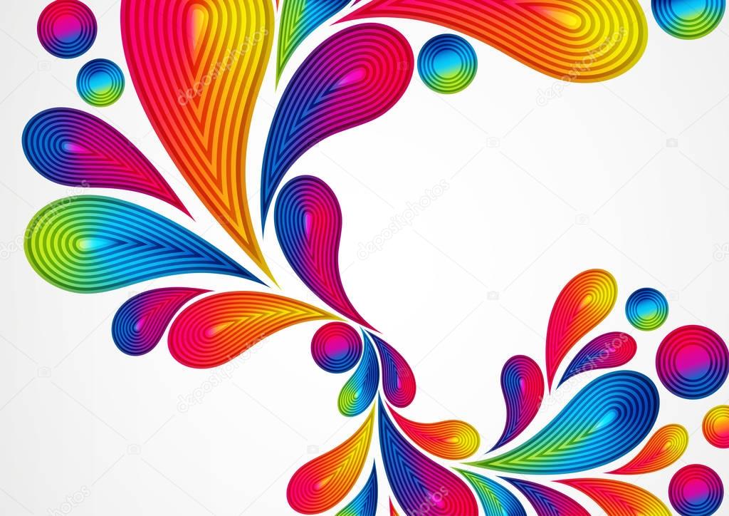 Colorful abstract  background with striped drops splash 