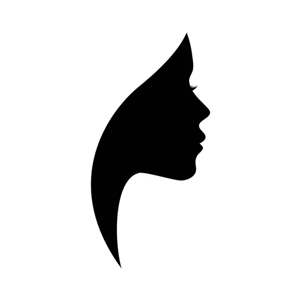 Bella silhouette profilo donna con acconciatura elegante, giovane volto femminile design . — Vettoriale Stock