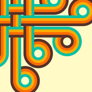 Retro arka plan, dijital hatları ve daireler, design70s,