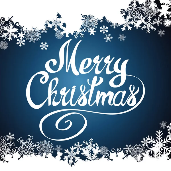 Joyeux Noël lettrage vectoriel texte et bordure de flocon de neige, Noël — Image vectorielle