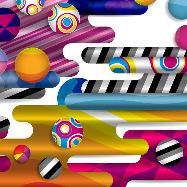 Futuristische vector abstracte achtergrond gemaakt van afgeronde vormen, strepen, lijnen en cirkels met mode patronen. — Stockvector