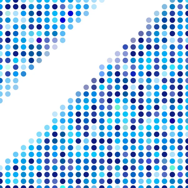 Mosaico fundo aleatório escuro e luz círculos azuis, padrão de bolinhas . — Vetor de Stock