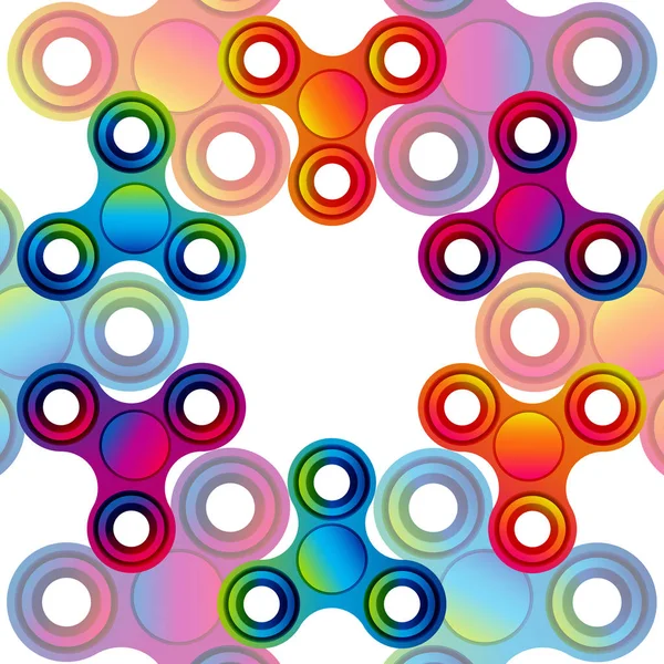 Fidget hand finger spinner stress relieving, colorful toy for removing anxiety and increasing concentration. — Stock Vector