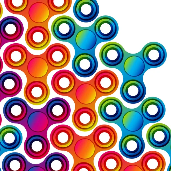 Fidget mano dedo spinner estrés aliviar, colorido juguete para eliminar la ansiedad y aumentar la concentración . — Vector de stock