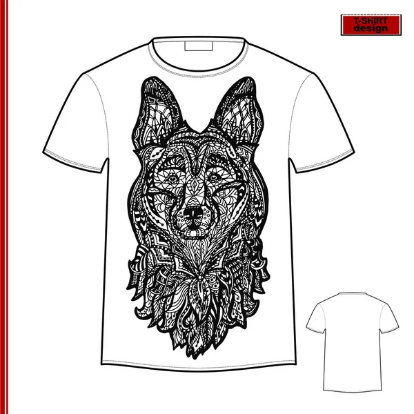 Hediyelik T-shirt Dog Head'a, yüzü koyun, hayvan grafik sembolü 2018 beyaz, — Stok Vektör