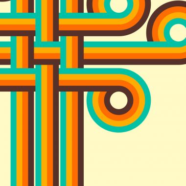 Retro arka plan, dijital hatları ve daireler, design70s,