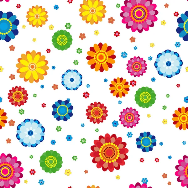 Floral pattern made in flowers on a white background, seamless illustration. — Stock Vector