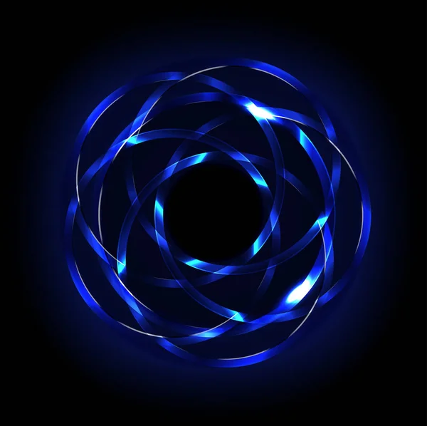 Cadre néon bleu coloré sur fond sombre, illustration abstraite . — Image vectorielle