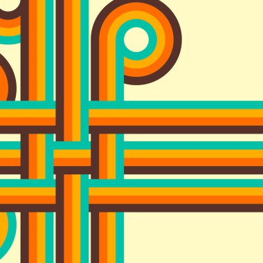 Retro arka plan, dijital hatları ve daireler, design70s,