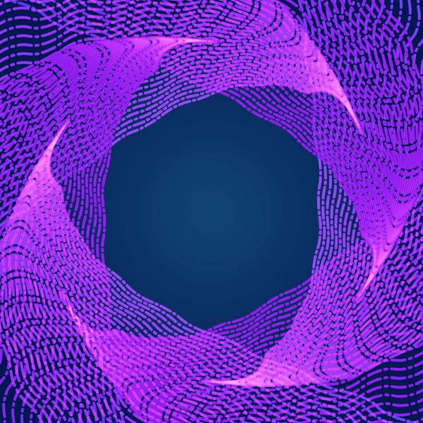 Abstraktní neonové pruhované tečkované čáry vzorek na tmavě modrém pozadí. — Stockový vektor