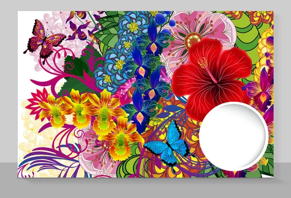 Capa de modelo de um copybook com um design moderno: flores patt — Vetor de Stock