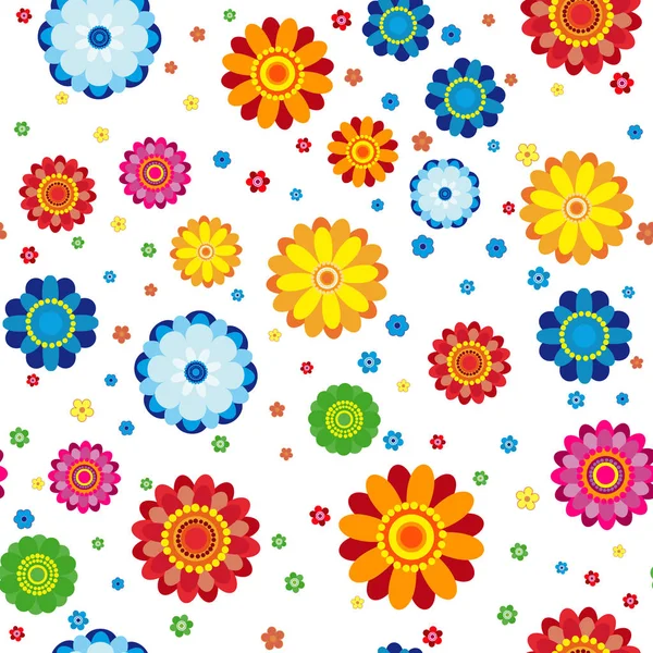 Floral pattern made in flowers on a white background, seamless illustration. — Stock Vector