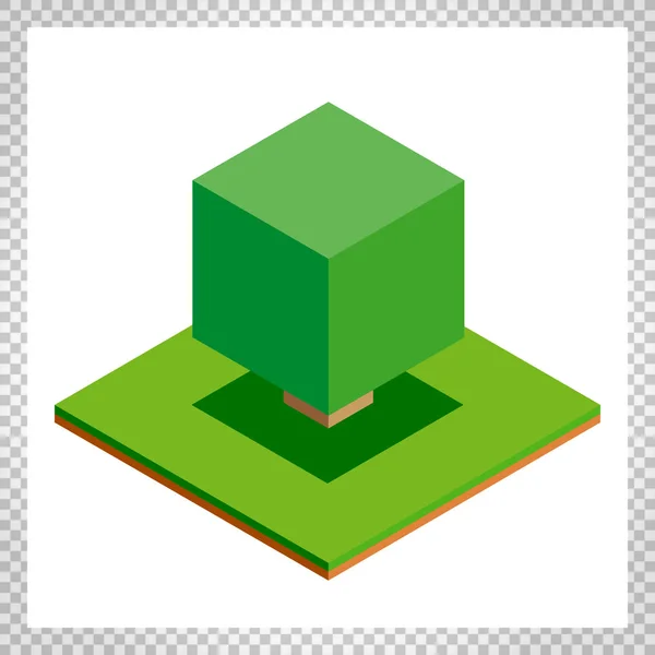 Isometric tree icon for forest, park, city. Landscape constructor for game, map, prints, ets. Isolated on white background. — Stock Vector