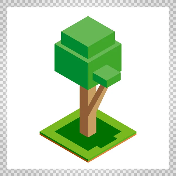 Izometrikus fa ikonnal megjelölve, erdő, park, a város. Táj kivitelező játék, Térkép, nyomatok, ets. Elszigetelt fehér background. — Stock Vector