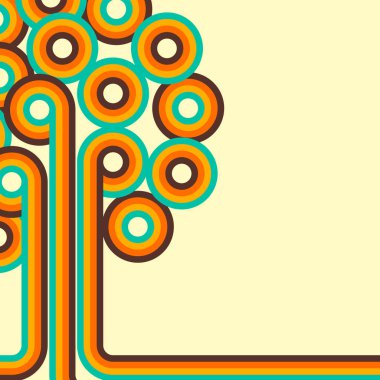 Retro arka plan, dijital hatları ve daireler, design70s,