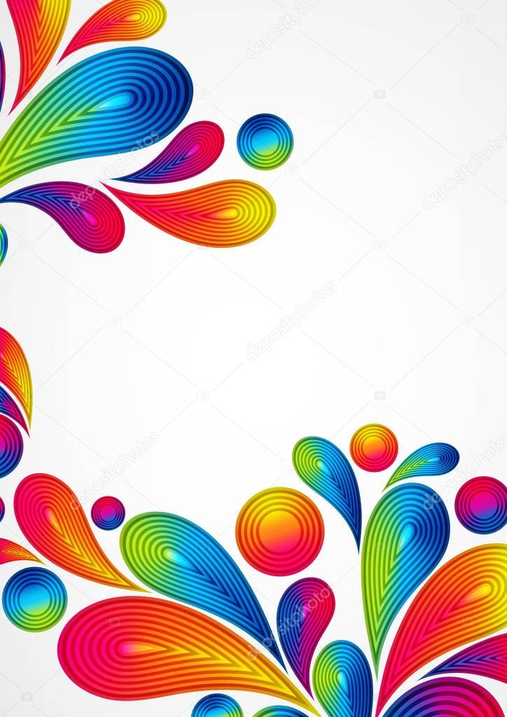 Colorful abstract background with striped drops splash, color design, graphic illustration. A4.