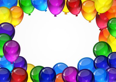 Sen metin için yer kutlama, tatil, doğum günü parti kartı için beyaz bir zemin üzerine renkli festival balonlar. A4 düzeni.