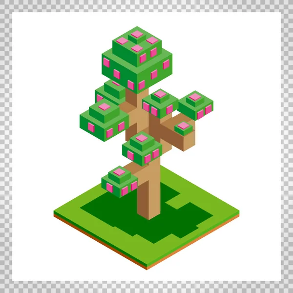 Isométrique icône de l'arbre pour la forêt, parc, ville. Constructeur de paysage pour le jeu, carte, impressions, et. Isolé sur fond blanc . — Image vectorielle
