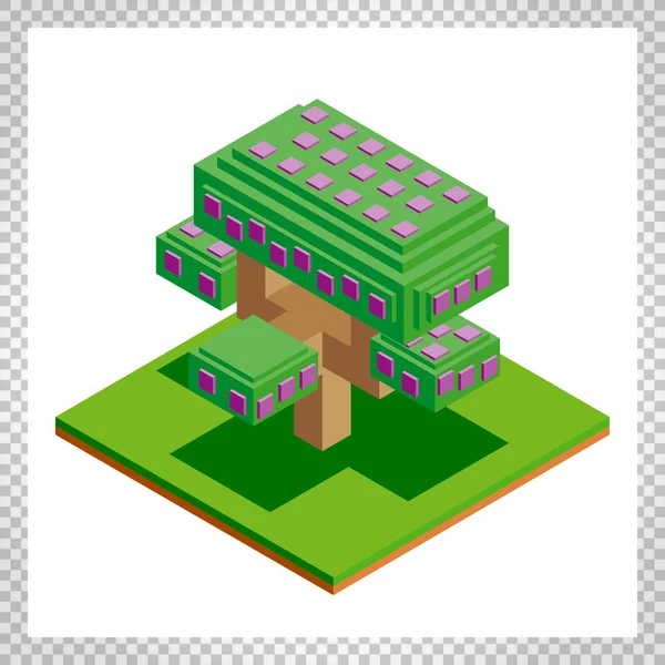 Isométrique icône de l'arbre pour la forêt, parc, ville. Constructeur de paysage pour le jeu, carte, impressions, et. Isolé sur fond blanc . — Image vectorielle
