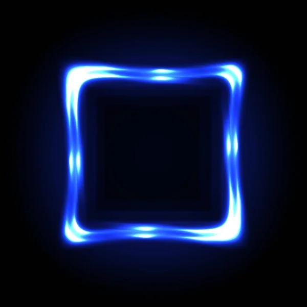 Kleurrijke blauwe neon frame op een donkere achtergrond, abstracte illustratie. — Stockvector