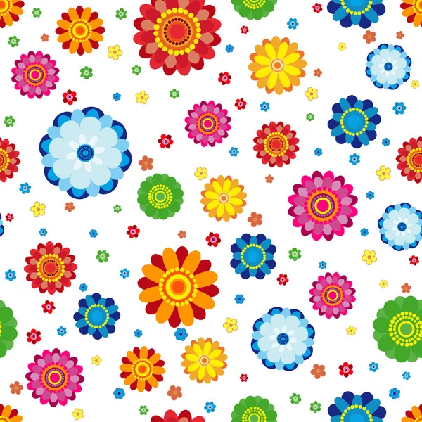 Floral pattern made in flowers on a white background, seamless illustration. — Stock Vector