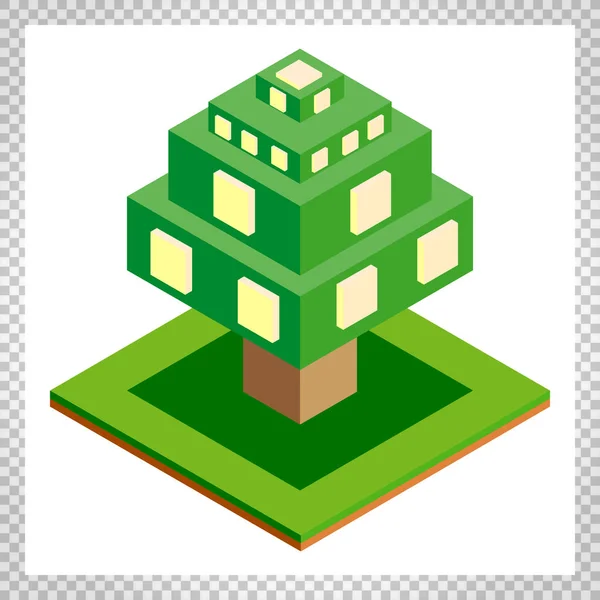 Izometrikus fa ikonnal megjelölve, erdő, park, a város. Táj kivitelező játék, Térkép, nyomatok, ets. Elszigetelt fehér background. — Stock Vector