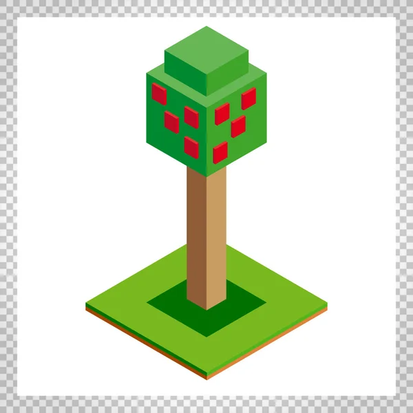 Isometrisches Baumsymbol für Wald, Park, Stadt. Landschaftsplaner für Spiel, Karte, Drucke, et. isoliert auf weißem Hintergrund. — Stockvektor
