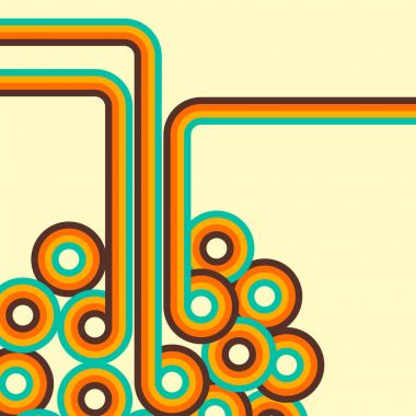 Retro arka plan, dijital hatları ve daireler, design70s.