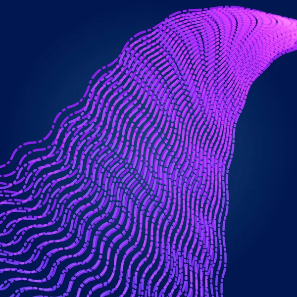 濃い青の背景に抽象的なネオン ストライプ点線パターン. — ストックベクタ