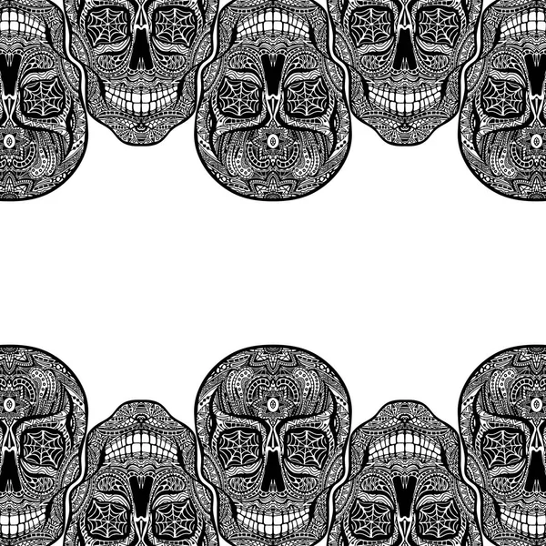 Kafatası, siyah ve beyaz resimde beyaz arka planda, gün ölü sembolü dövme.