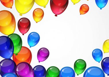 Kutlama, tatil, doğum günü parti kartı için beyaz bir arka plan üzerinde renkli festival vektör balonlar.