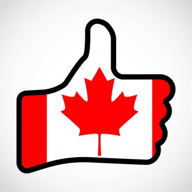 Kanada bayrağı yukarı, onay, jest ile el şeklinde niyetli gibi.