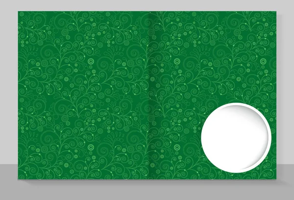 Šablona titulní copybook s módním designem: zelený květinový vzor. — Stockový vektor