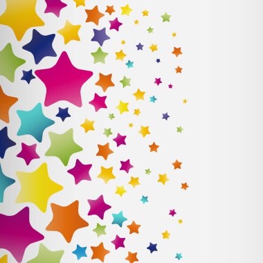 Yıldızlar arka plan, soyut vektör tasarım deseni, beyaz bir arka plan üzerinde renkli öğeleri.
