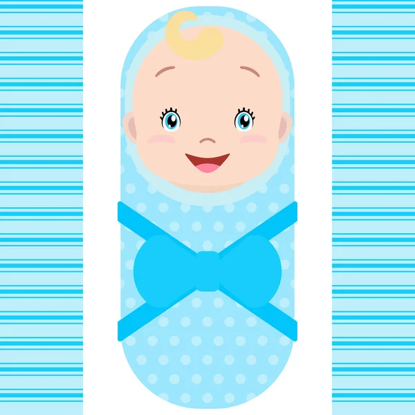 Bebê caucasiano sorridente isolado em fundo branco. Mascote de desenhos animados . — Vetor de Stock
