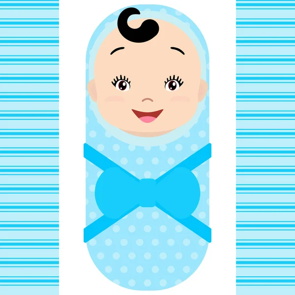 Sonriente bebé asiático aislado sobre fondo blanco. mascota de dibujos animados . — Vector de stock
