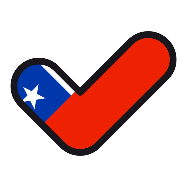 Bandera de Chile en forma de marca de verificación, firma de aprobación, símbolo de elecciones, voto . — Archivo Imágenes Vectoriales