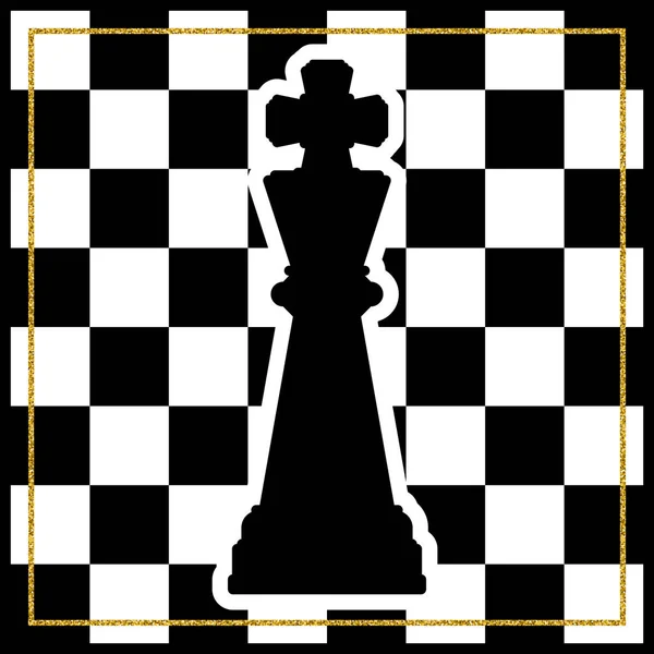 Échecs avec une pièce d'échecs King et un cadre en or. Jeu traditionnel de vacances de Noël . — Image vectorielle