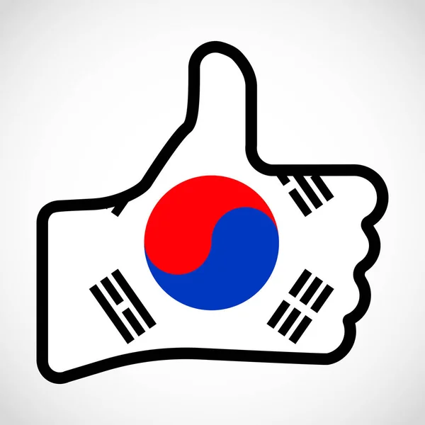 Vlag van Zuid-Korea in de vorm van de Hand met duim omhoog, een gebaar van goedkeuring. — Stockvector