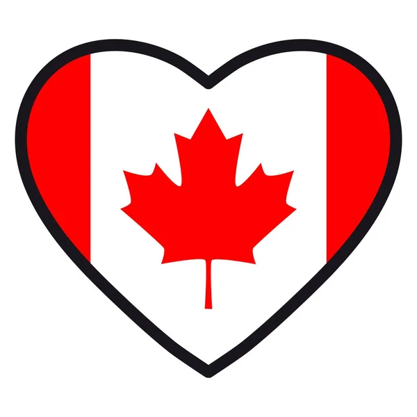 Drapeau du Canada en forme de coeur avec contour contrasté . — Image vectorielle