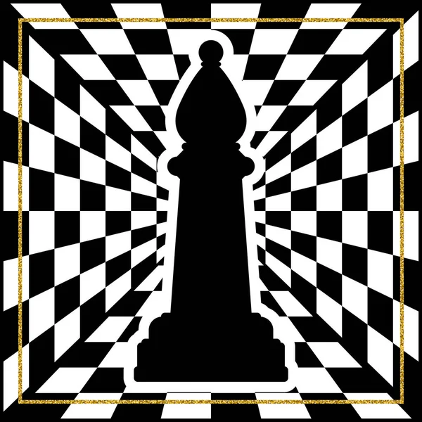 Echecs avec une pièce d'échecs Bishop et un cadre doré . — Image vectorielle