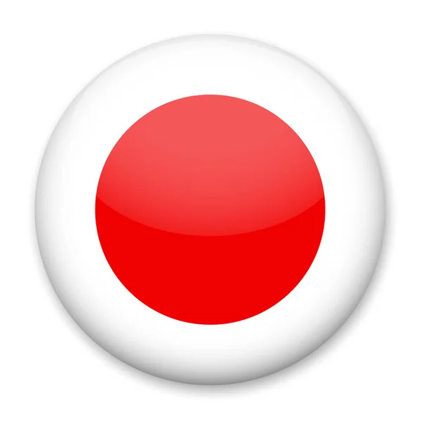 Bandeira do Japão na forma de um botão redondo com um brilho claro e uma sombra . — Vetor de Stock
