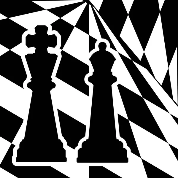 Kral ve Kraliçe ile bir satranç satranç parçaları. Geleneksel Noel holiday oyunu. — Stok Vektör